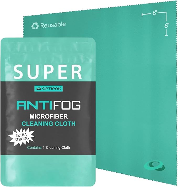 Anti Fog Microfiber Cleaning Cloth for Glasses — Individually Wrapped Microfiber Lens Cleaning Cloth for Eyeglasses, Lenses, Binoculars, Face Shields, Ski Masks or Swim Goggles (1 Count)