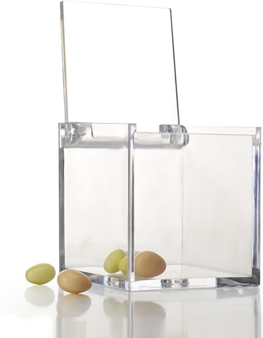 Acrylic Box with Hinge Lid, Clear Cube Display Case, Multi-Purpose Box Square Container for Holding Staples, Highlighters, Adhesive Tape, Paper Clips, Stamps, Display in Office or Home