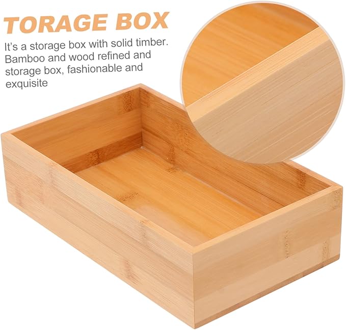 Made Bamboo Storage Organizer Compact Desktop Container for Home Items Multi-functional Khaki Bamboo Box with Simple Design Space-saving and Easy to Use