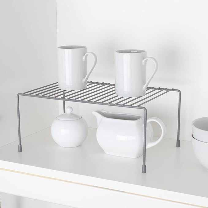 Smart Design Classic Storage Shelf – Medium (8.5 x 13.25 in.), Charcoal Gray – Steel Pantry Organizer with Rust-Resistant Finish and Non-Slip Feet for Easy Home Organization and Storage