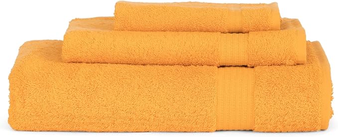TowelSelections Soft and Absorbent Towels Cotton for Bathroom Hotel Shower Spa Gym, Bath Towel, Hand Towel, 2 Washcloth, 4 Piece Set Marigold