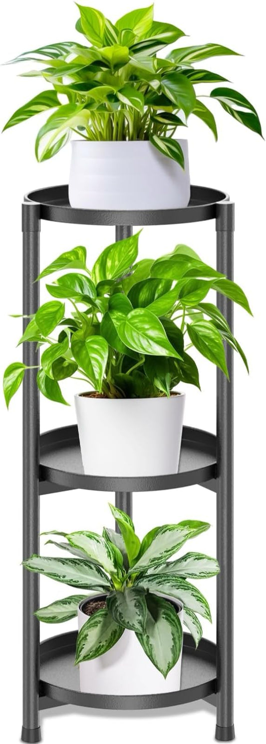 3 Tier Plant Stand Indoor, Black Metal Corner Tall Plant Stands for Multiple Plants, Flower Pot Holder Shelf Outdoor Plant Display Rack for Garden Balcony Patio Living Room