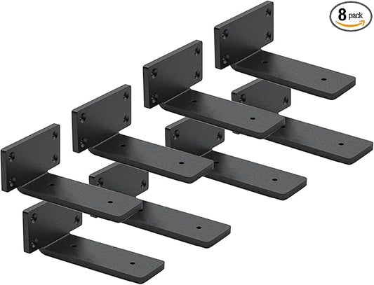 8 Pack Shelf Brackets 5 Inch Floating Shelf Bracket 1/5 inch Thick Heavy Duty Hidden Shelf Brackets Iron Metal Brackets for Shelf Support with Screw Included