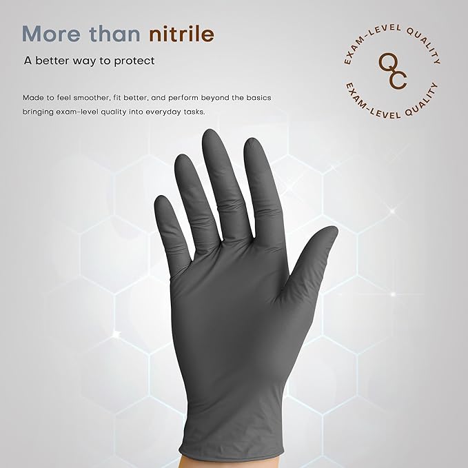 SUPER+ Black Nitrile Gloves HEAVY DUTY 6 Mil Disposable Chemical Resistant Powder & Latex Free Medical Cooking Cleaning 600Ct