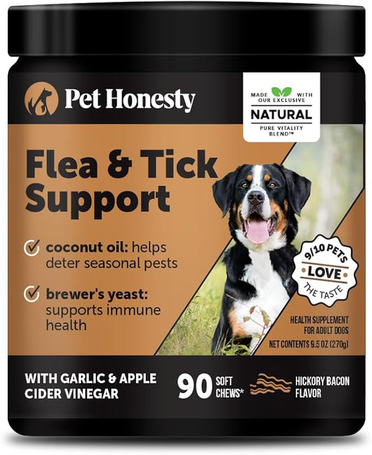 Flea and Tick Prevention for Dogs Supplement - Natural Flea and Tick Chews for Dogs, Oral Pills with No Harsh Chemicals, Natural Way to Enjoy The Outdoors - Bacon (90 Count)