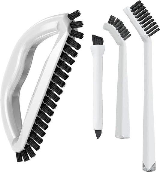 Grout Cleaning Brush Set (4 Pcs) Heavy Duty Hand Grout Scrub Brush & Detail Cleaning Brush Set for Baseboards,Floor, Corners, Shower, Bath Tub & Tiles