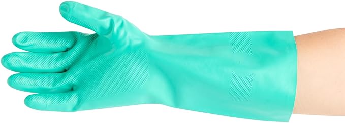 Nitrile Gloves 10 Count 15 mil Chemical Resistant Gloves Abrasion-Resistant Kitchen Cleaning Latex-Free Green