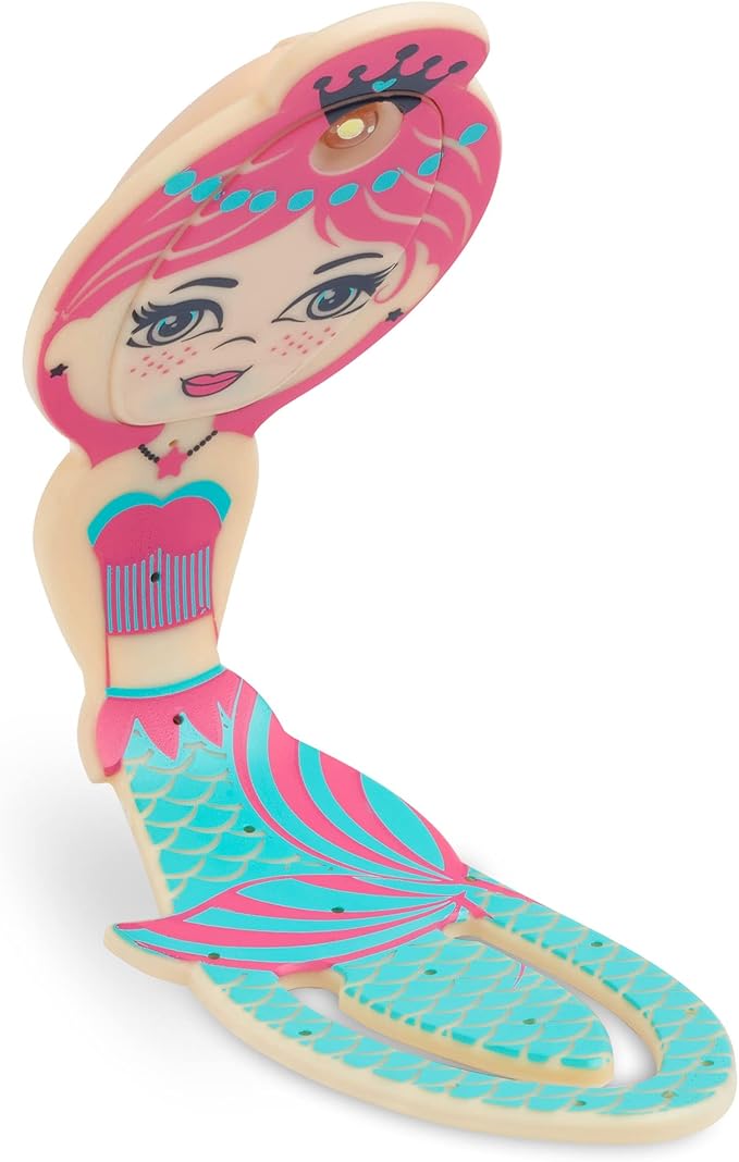 Gifts for Readers & Writers Book Light for Kids, Clip On Reading Light for Bed, 2in1 Flexilight Pals & Bookmark, Small & Lightweight with a Soft Glow, 2 Batteries Included, Mermaid Teal