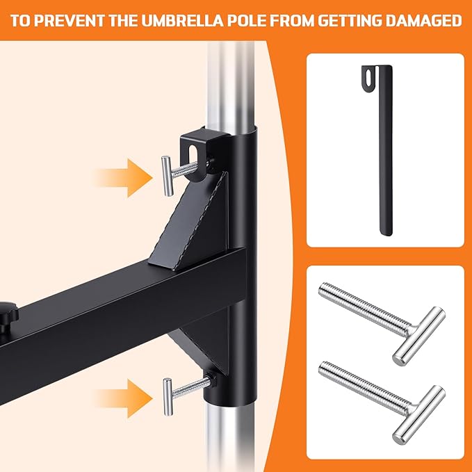 Heavy Duty Hitch Mount Umbrella Holder Adjustable Length Umbrella Holder Fits 1" to 2" Poles Mount Umbrellas Stand for Large Patio & Outdoor Umbrellas, Tailgates, Camping, Outdoor Gathering