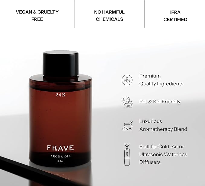 24K Flower Hotel Diffuser Oil, 100ml, 3.38 oz Aroma Oil, Scent Inspired by W-Hotel, Luxurious Aromatherapy Refill Fragrance for Waterless Cold Air Diffusers, Home, Office, Hotel