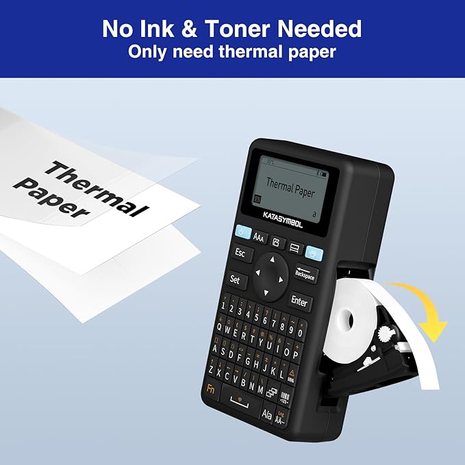 SUPVAN E11 Bluetooth Label Maker Machine, Support Keyboard & App with 40 Fonts and 650+ Icons, Rechargeable Inkless Labeler for Home, Kitchen, Office, School, Organization, Black