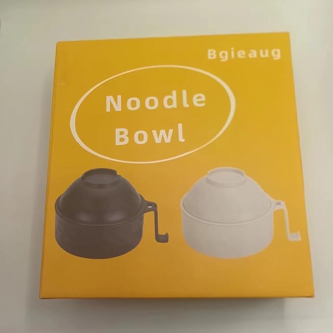 Microwave Ramen Bowl Cooker Set - Wheat Straw Instant Noodles Bowl with Handles, Ramen Noodle Cooker with Spoon Chopsticks Fork, College Dorm Room Apartment Essentials (Black+White)