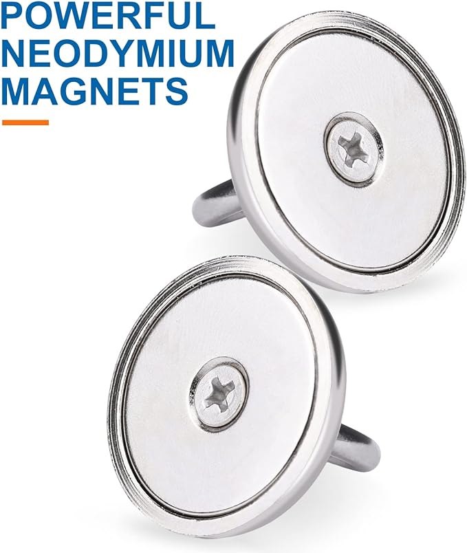 E BAVITE Magnetic Hooks, 100 LB（45KG） Heavy Duty Magnets with Countersunk Hole Eyebolt, Perfect for Home, Kitchen, Workplace, Office and Garage, Pack of 10