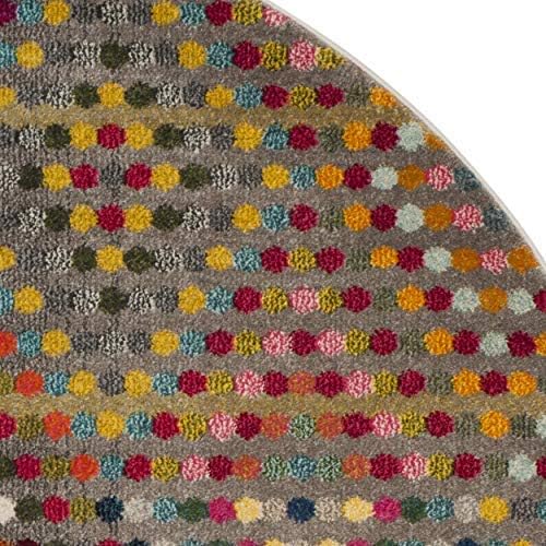 SAFAVIEH Monaco Collection Area Rug - 6'7" Round, Multi & Beige, Boho Diamond Design, Non-Shedding & Easy Care, Ideal for High Traffic Areas in Living Room, Bedroom (MNC204F)