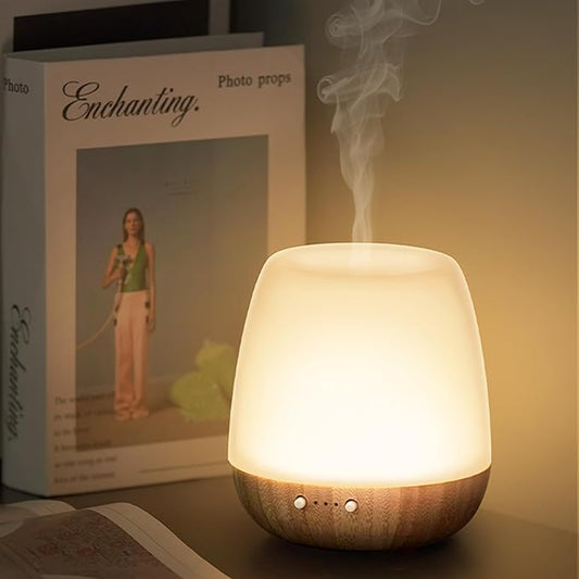 Essential Oil Diffuser -2.4MHz Ultrasonic Glass Diffuser for Home&Commercial,180ml, Pulse&Continuous Mist, 1/3/8H Timer, Waterless Auto-Off, Silent (≤25dB), Aromatherapy Diffuser with Light