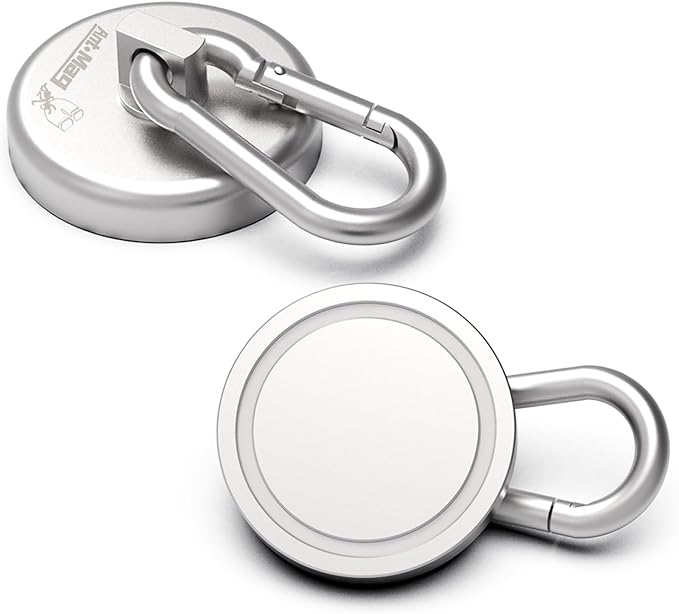 Ant Mag Magnet Hooks Heavy Duty 160LBS Neodymium Magnet with Swivel Carabiner Snap Hook for Indoor/Outdoor Hanging Bag Kitchen Garage Cruise Ship (2 Pack)