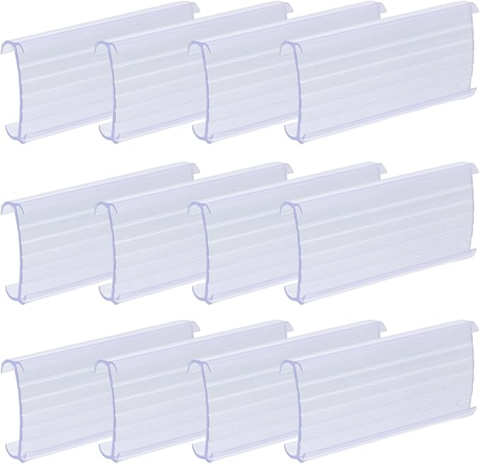 30pcs Clear Removable Label Clips for Wire Shelves and Storage Bins Plastic Tag Holders for Easy Organization Baskets Refrigerators and Pantry
