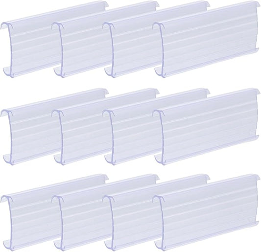 30pcs Clear Removable Label Clips for Wire Shelves and Storage Bins Plastic Tag Holders for Easy Organization Baskets Refrigerators and Pantry