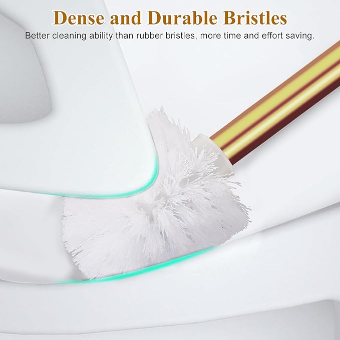 Gold Toilet Brush Replacement Brushes Only, Bring 3 ø 7.5 Cm White Toilet Brush Replacement Head Screw On, Toilet Cleaner Brush, Gold Bathroom Accessories for Bathroom Toilet Bathtub Clean (35cm)