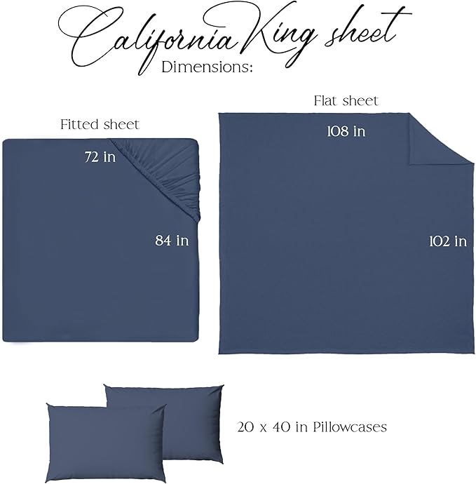 Northwest Ashford Home Essentials Bedding, 4 Piece California King Size Sheet Set, Estate Blue