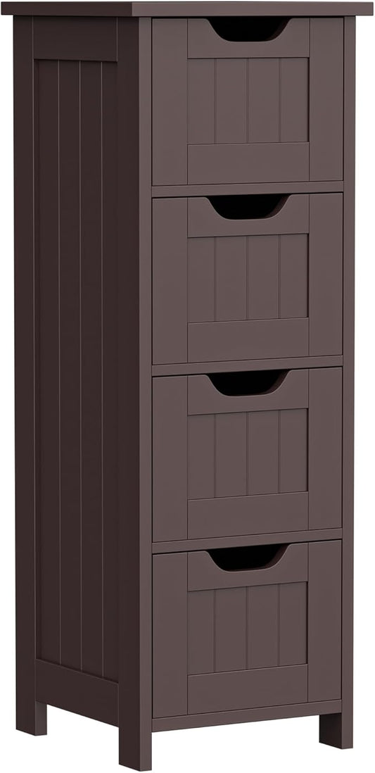 ZENY Bathroom Floor Storage Cabinet with 4 Drawers for Bedroom, Bathroom, Hallway, Narrow Toilet Paper Cabinet, Freestanding (Brown)