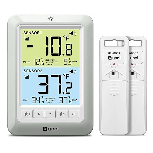 Refrigerator Thermometer with Alarm, Digital Wireless Fridge and Freezer Thermometer, Max Min Temperature Records with Magnetic & Stand Options for Home Restaurant