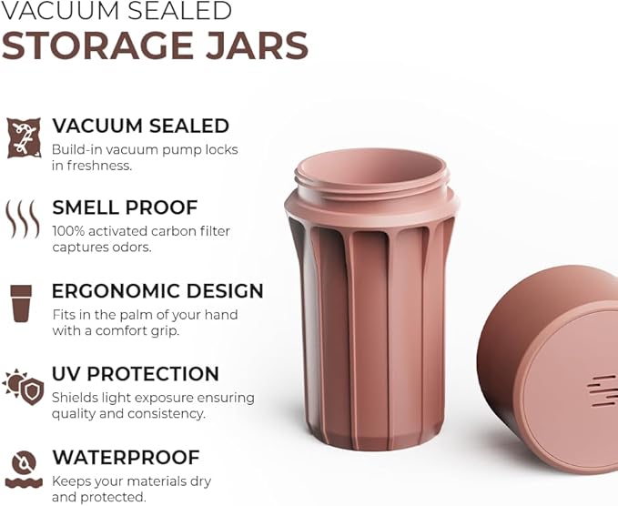 Staze Preserve Vacuum Sealed Storage Jars (148ml) | Food Storage Container with Protection - (CLAY)