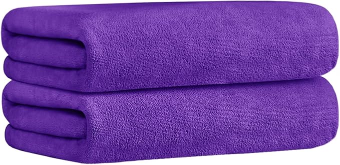 Microfiber Bath Towels, 2 Pack Extra Large Microfiber Towel for Body, 30" x 60", Oversized, Ultra Soft, Super Absorbent, Fast Drying, Perfect for Bathroom, Shower, Sauna, Yoga, Gym, Violet