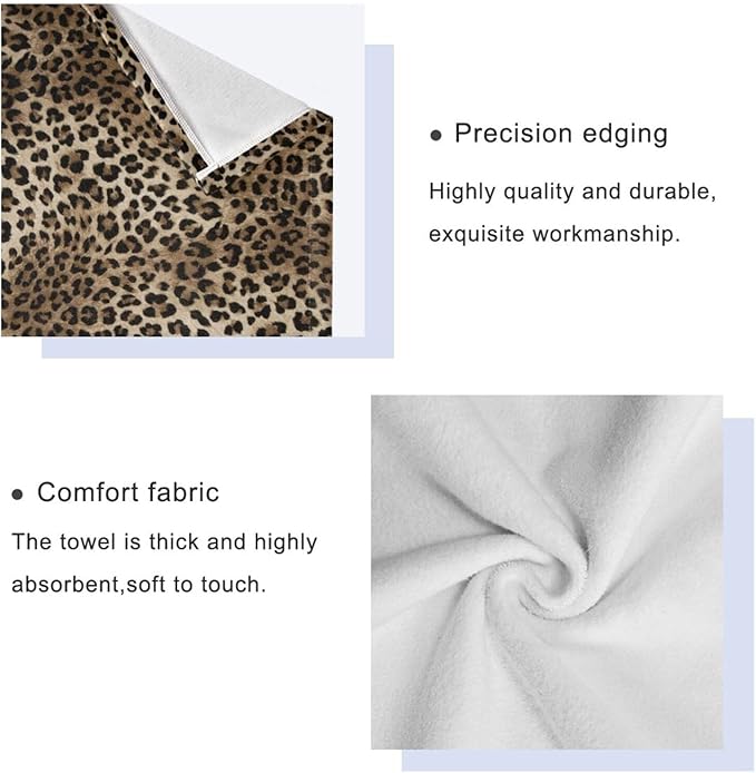 3 Piece Brown Leopard Bath Towel Set,Microfiber Decorative Black Cheetah Wild Savannah Animal Skin Print Bathroom Towels,1 Bath Towel 1 Hand Towel for Bathroom Kitchen,1 Washcloth for Face