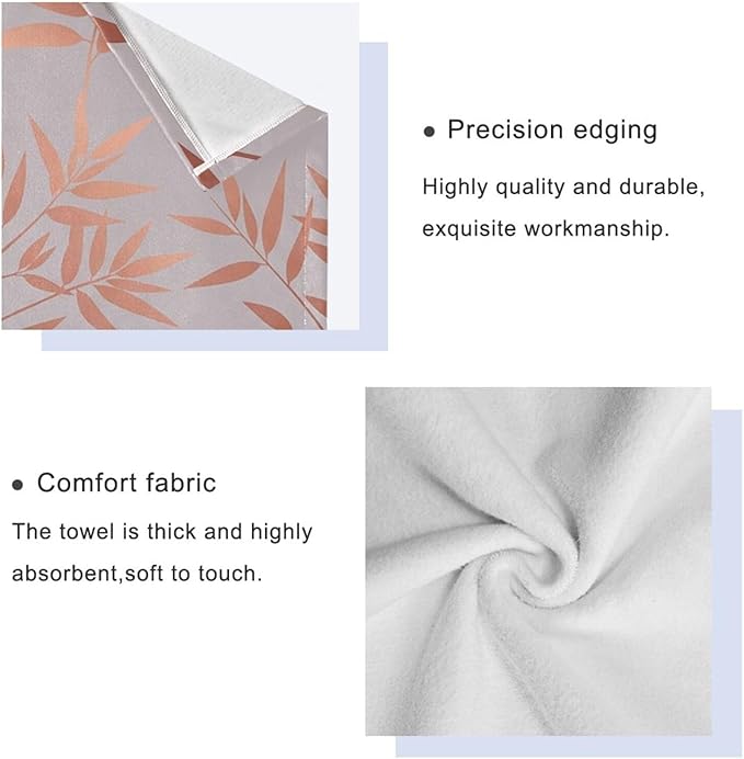 Pink Gold Branches Towels Set of 3 Rose Golden Leaves Art Bathroom Towel Soft Absorbent Bath Hand Towels Washcloth Guest Towel Sets Bathroom Decorations