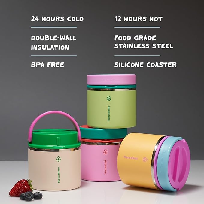 ThermoFlask 20 oz Double Wall Insulated Food Jar, Ocean Mist