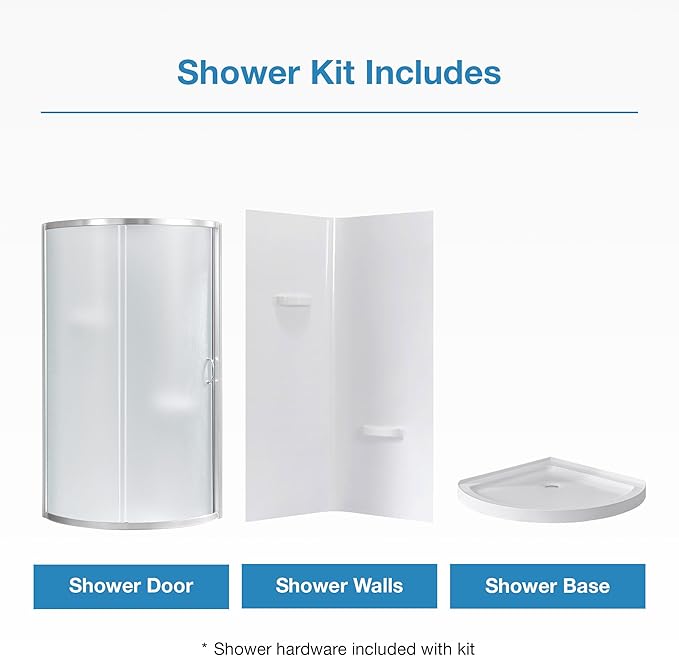 OVE Decors Breeze 32 in. Corner Shower Frosted Sliding Door with Included Base in Satin Nickel Finish