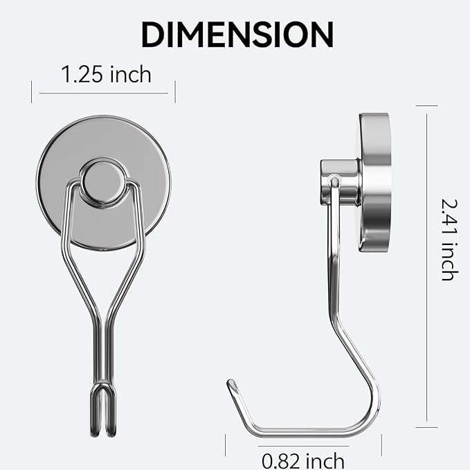 Tohoer Magnetic Hooks, 100LBS Neodymium Magnets Hook Heavy Duty with Rust Proof for Fridge, Refrigerator, Oven, Grill, BBQ, Key, Tools Holder, Kitchen, Outdoor, Hanging Wreaths, Utensil Hangers