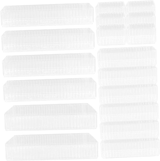 Angoily 18pcs Acrylic Drawer Organizers Desk Drawer Organizer Bins for Office Craft Supplies and Home Storage