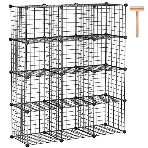 C&AHOME Wire Cube Storage, 12-Cube Storage Organizer Metal, C Grids, Black - Image 2