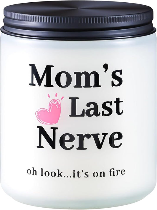 Birthday Gifts for Mom from Daughter Son - Mother's Day Candles Funny Mom Gifts Valentines Gift for Woman, Mom's Last Nerve Lavender Scented Candles (9 oz)