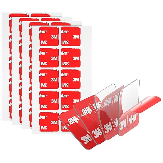 Bulina Double Sided Adhesive Pads Heavy Duty VHB 1" x 1" 40 PCS Square Clear 4905 Sticky Mounting Foam Tape Strong Adhesive Waterproof for Home Office Car Deco