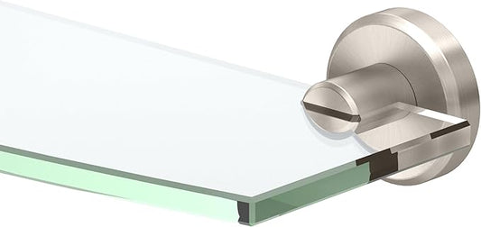 Gatco 5466 Locke Glass Shelf, Satin Nickel//Wall Mounted 20.13" X 5.38" Tempered Glass/Floating Rectangle Glass Shelf for Bathroom