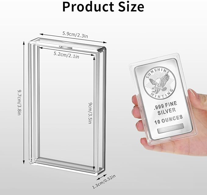10oz Silver Bar Holder - 5Pcs Capsule Storage Container for 10 Ounce Bars