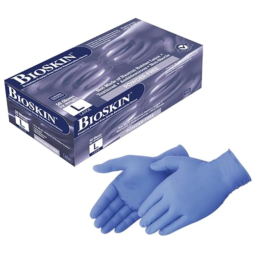 BioSkin Nitrile Exam Grade Disposable Gloves, 6 Mil - Large | Powder-Free, Chemical + Puncture Resistant, Textured | for Medical, Industrial, Janitorial, Food Service (Box of 50)