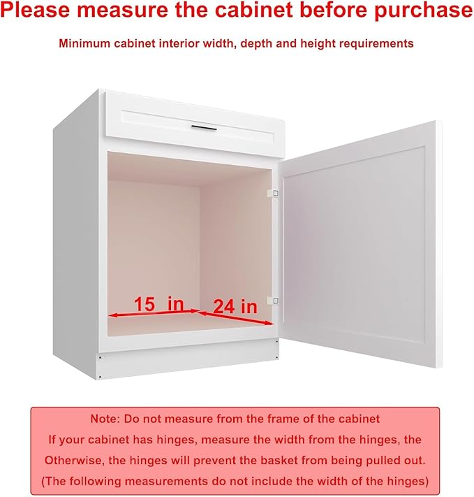 Wooden Pull out Cabinet Organizer 15" W x 21" D x 4.3" H, Only for 15" Cabinet Openg Heavy Duty Kitchen Slide Out Drawers