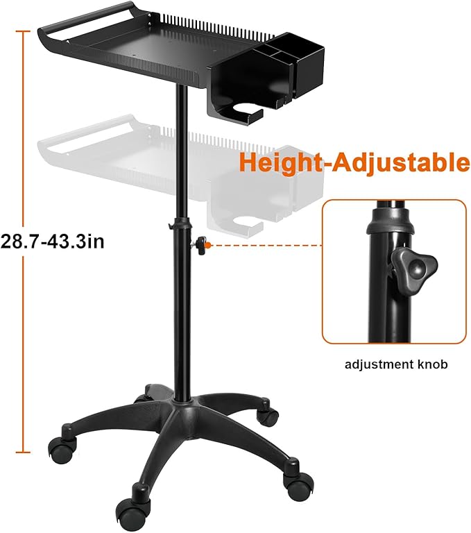 Hairstylist Rolling Cart, Salon Tray Cart on Wheels, Salon Trolley Braiding Hair Rack,Coloring Tray with Holder, Rolling Tool Trolley Hairstylist Station Organizer