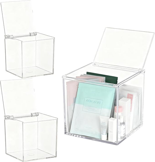 KissYou Acrylic Box Clear Storage Contanier with Lid Acrylic Hinged Lid Box Coffee Pod Holder Easter Candy Gift Box Transparent Display Case