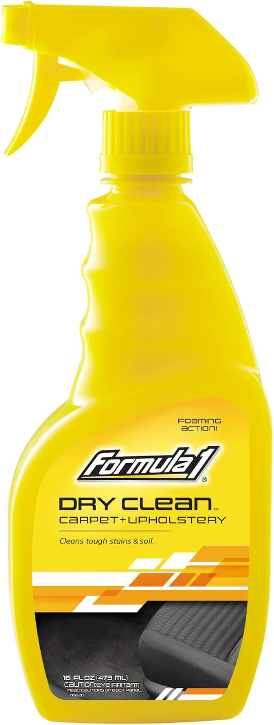 Formula 1 Dry Clean Carpet & Upholstery Cleaner - Stain Remover Spray for Car Seats & Floor Mats, Odor Eliminator for Interior Detailing, 16 oz.