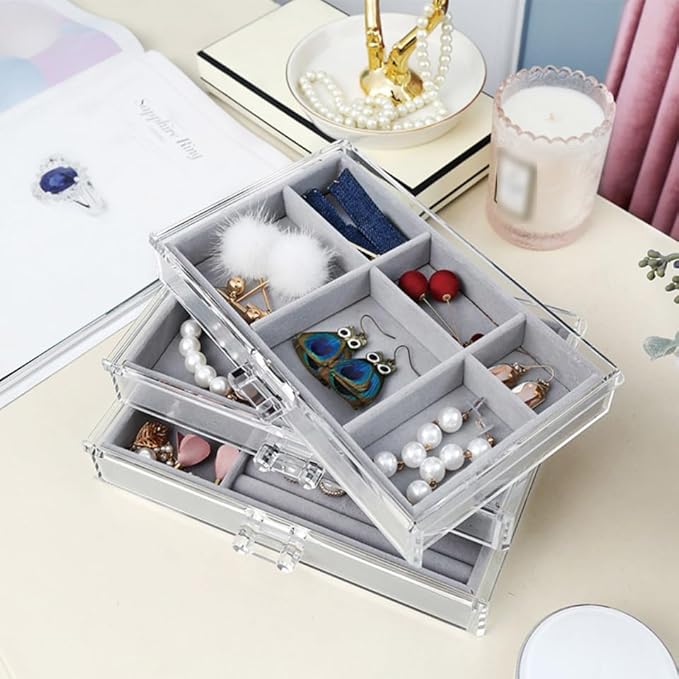 FRCOLOR Professional Makeup Organizer Box Acrylic Jewelry Storage Rack Makeup Case