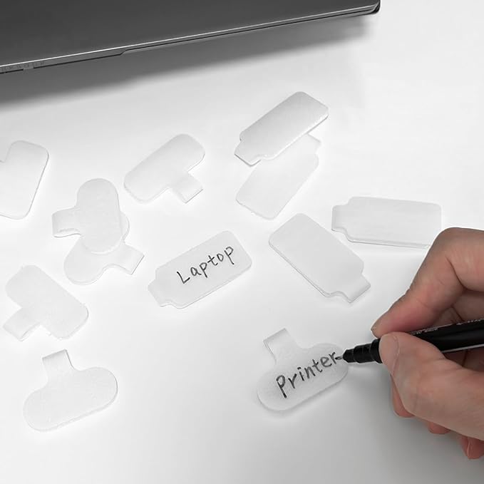 32 Pcs Cable Labels - Write On Wire Tags for Electronics & Computers, White, 1.5" x 0.67"