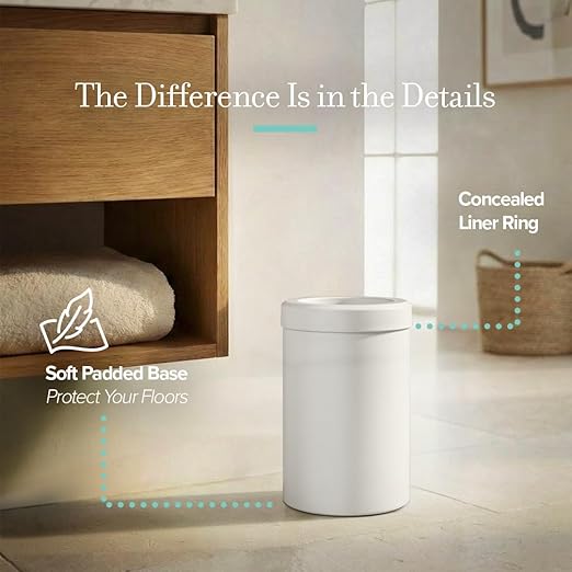 Gatco Small Bathroom Trash Can with Lid, Round 3 Gallon Stainless Steel Wastebasket, Under Sink, Matte Pearl, for Bathroom, Bedroom, Office (1931)