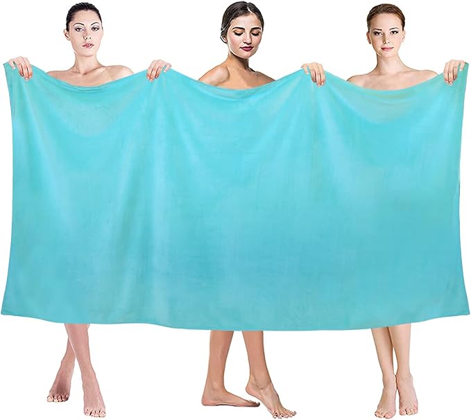 Microfiber Bath Sheet Towels for Adult, 2 Pack, 40" x 80", Oversized Bathroom Towel with Hanging Loop, Soft Super Absorbent, Fast Drying, Perfect for Sauna, Sport, Fitness, Yoga, Aquamarine
