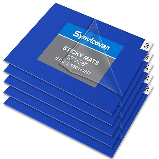 18" x 36" Blue Sticky Mat Tacky Pads Adhesive Floor Mat (5 Packs,150 Sheets,30 Sheets/Pack） for Cleanroom Laboratory Hospital Construction Pets Home Indoor Gymnasium and Workshop