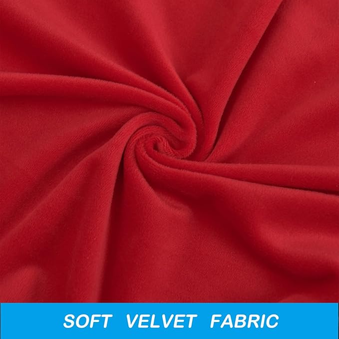 OBCREAT Wingback Chair Covers 2 Piece Stretch Velvet Wingback Chair Slipcover Soft Wing Chair Sofa Covers with Elastic Bottom,Armchair Couch Cover Furniture Protector for Living Room (Red)